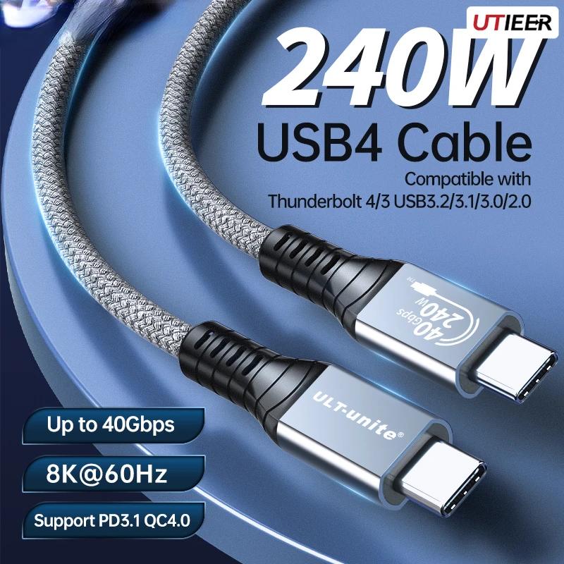 USB4 ̺, 40Gbps 8K CŸ to CŸ ڵ ̺, 240W  , ü   ̾  6K 5K ȣȯ